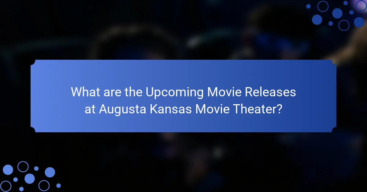 What are the Upcoming Movie Releases at Augusta Kansas Movie Theater?