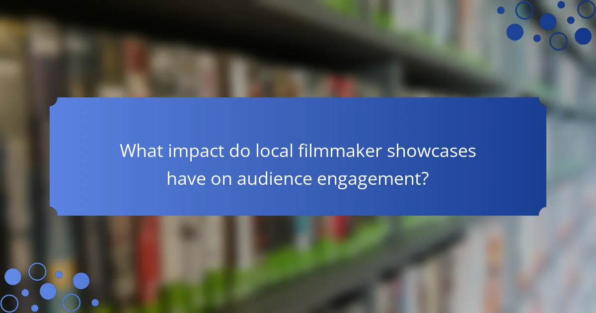 What impact do local filmmaker showcases have on audience engagement?
