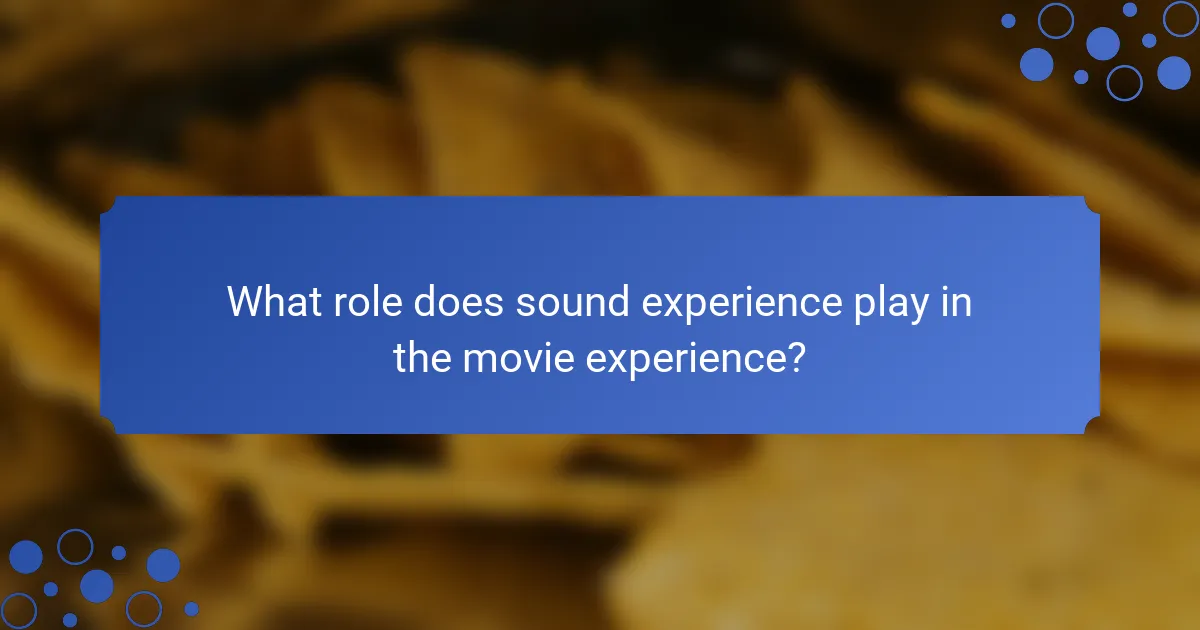 What role does sound experience play in the movie experience?